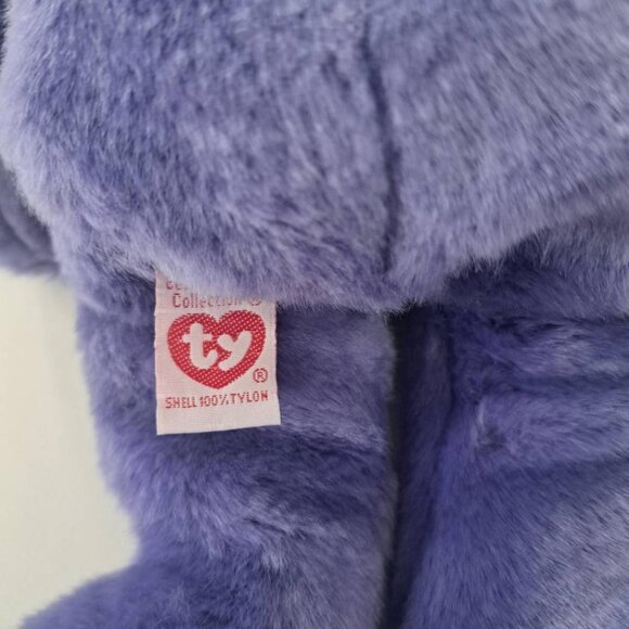 TY Beanie Buddy - EMPLOYEE the Purple Bear 14 `` with tags Stuffed Animal Toy - Picture 6 of 6